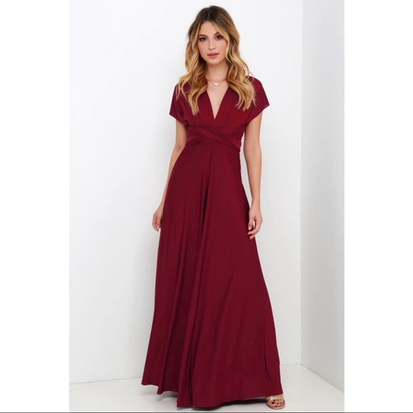 Always Stunning Convertible Burgundy Maxi Dress from LuLus. Size XS - Picture 5 of 8